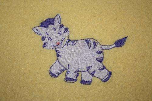 Yellow Fleecy baby blanket - Zebra - Embroided