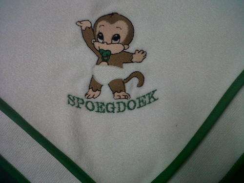 Embroided Burpers with  Bias Binding - Monkey
