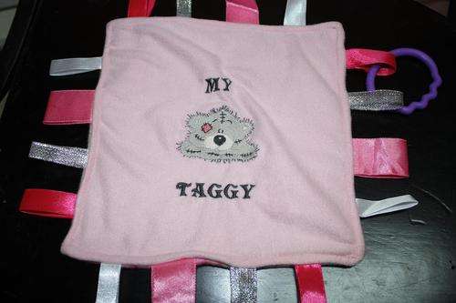 Handmade taggy ribbon comforter toy, Tatty Teddy