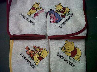 Beautliful set of Embroided Burpers with Binding - Winnie the Pooh