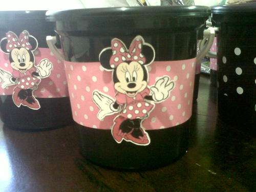 Handmade Minnie Mouse Party Supplies - 6 party buckets