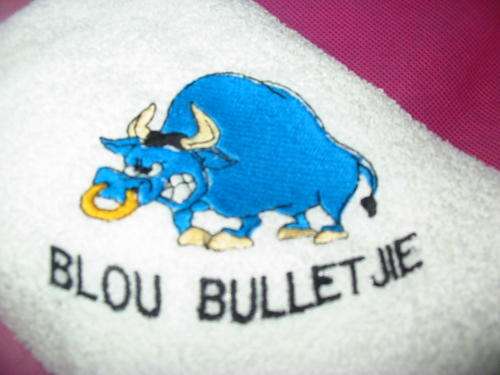 Embroided Burpers - blou bulletjie