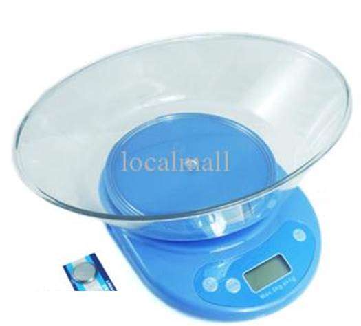 Digital Blue Electric Kitchen Scale - Up To 5KG!! BOWL INCLUDED