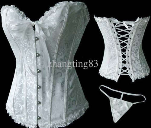 BEAUTIFUL CORSET SET WITH G-STRING - RED - LARGE