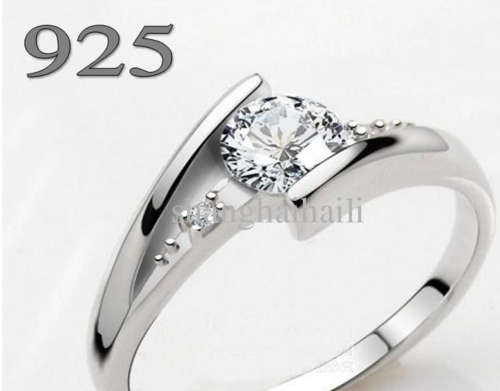 BEAUTIFUL IMPORTED STERLING SILVER RINGS - STAMPED 925 - HYPO ALLERGIC - SIMULATED DIAMOND