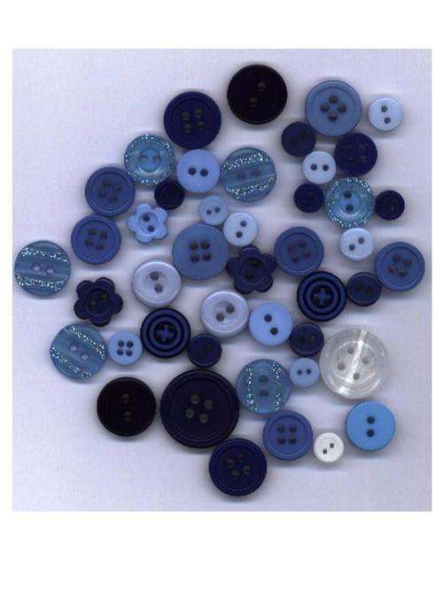 CRAFT BUTTONS - blue and white - 10g per packet