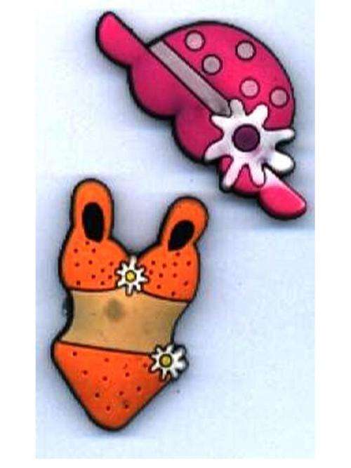 BRADS:  silicon brads:  HAT AND BIKINI - 2 pieces - size +/- 40mm