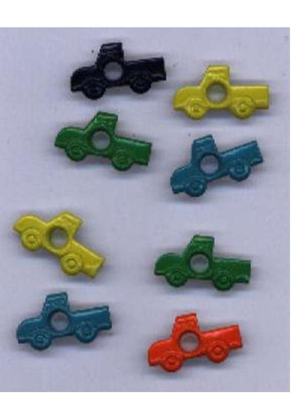 EYELETS - CARS various colours - size 15mm (4/pkt)