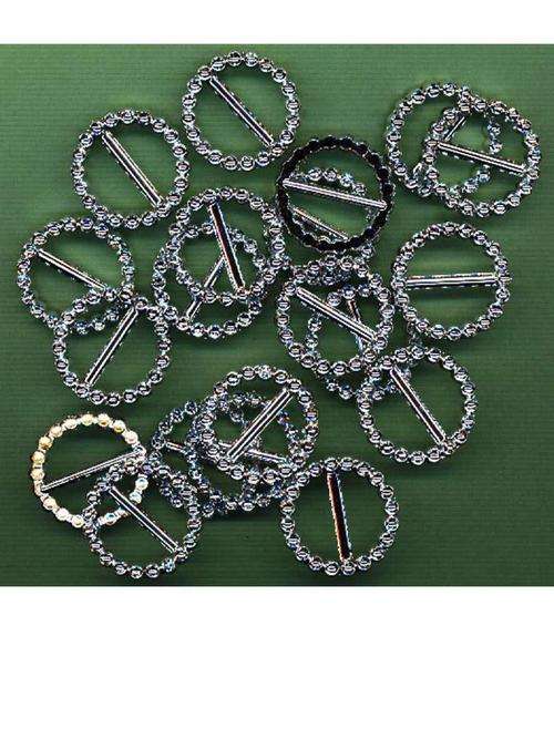 DIAMANTE BUCKLES ROUND -2 per packet - size 25mm