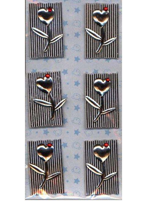 METAL FLOWER EMBELLISHMENTS - 6 per pack - pack size 70x140mm