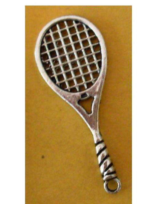 METAL CHARM EMBELLISHMENT:    TENNIS RACKET - size 50x20mm