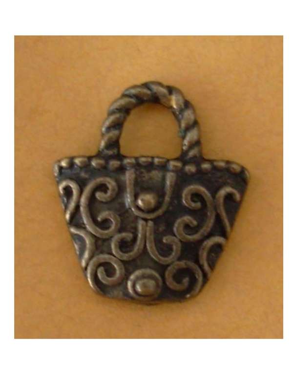 METAL CHARM EMBELLISHMENT:    BAG / BASKET  - size 15x15mm