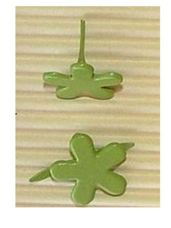 BRADS:  Medium flower brads - colour GREEN- 12 per packet