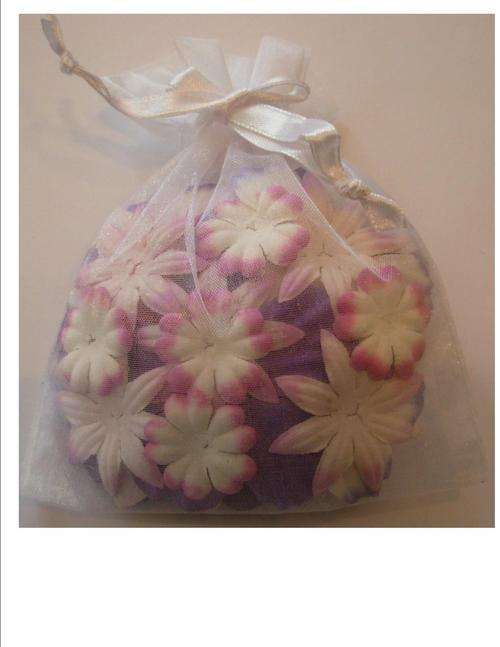 FLOWERS:  25 mixed flowers in a silk bag - colour  PURPLE
