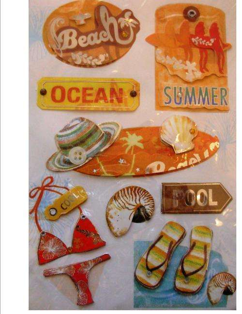 SUMMER HOLIDAY AT THE COAST 3-D EMBELLISHMENTS- pack size 127x183mm