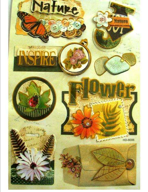 HANDMADE 3-D Stickers -THEME:  nature:  pack size 125x184mm