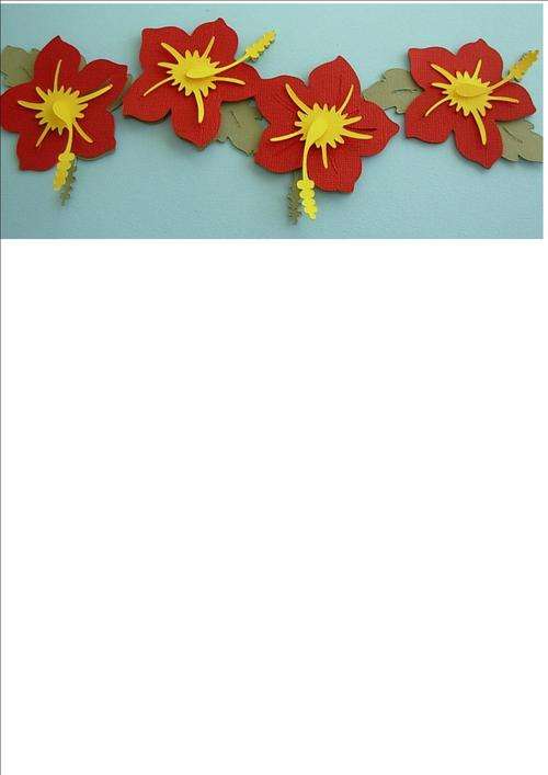 BORDER:  3-D Handmade Hibiscus border - Length 29cm