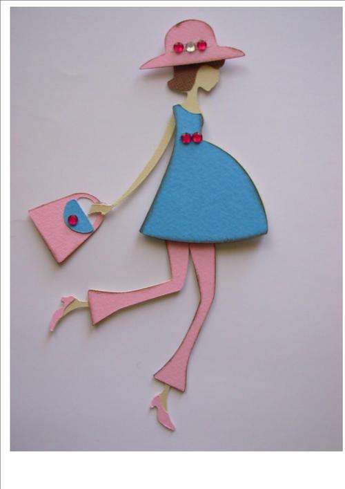 PREGNANT MOMMY paper piecing embellishment - handmade - doll size 160mm