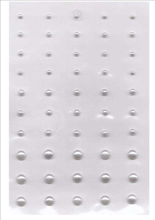 PEARLS:  self-adhesive half pearls - colour NATURAL  -  50 per packet - 3 SIZES