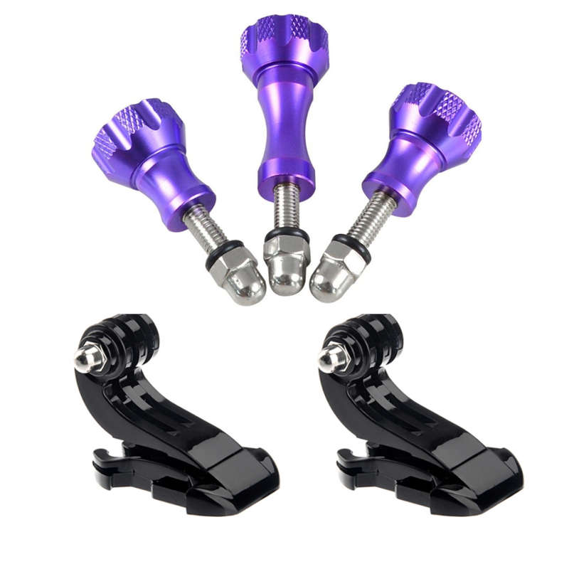 Aluminium Screws + J Hook Mounts for GoPro - Purple - 5pcs