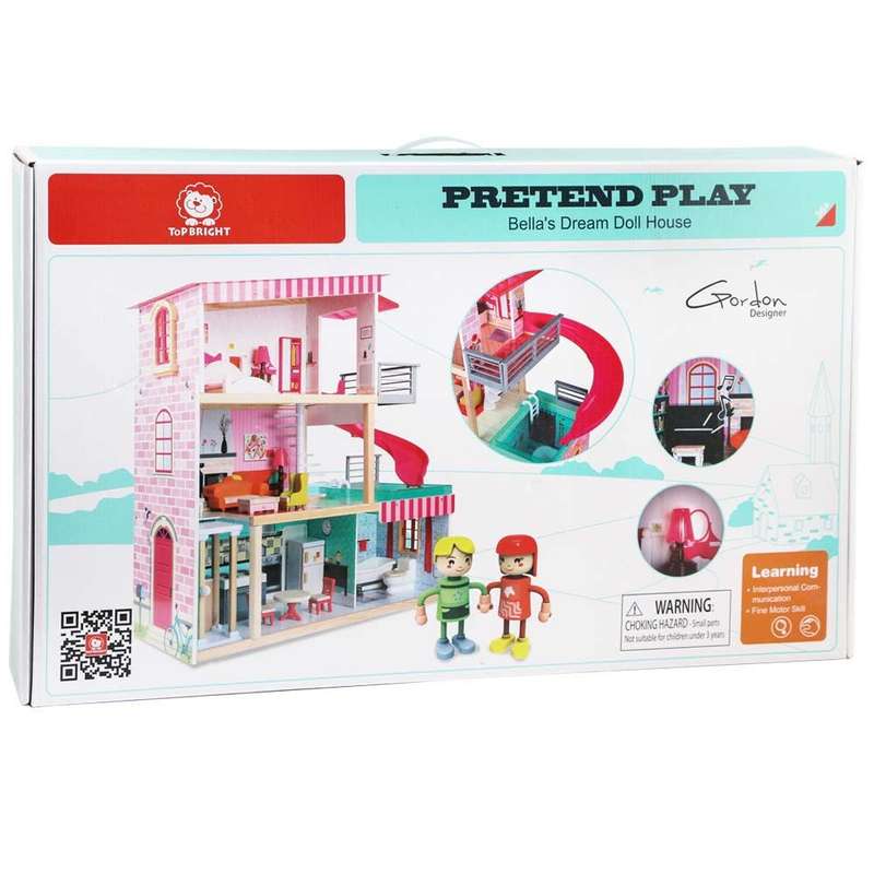 TopBright - Modern Doll House - Fully Furnished with Lights & Sounds - 80 x 25 x 75 cm - 20pcs