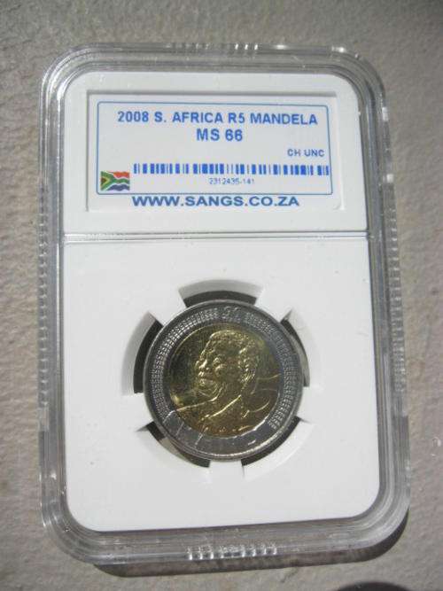 Mandela 90th birthday coin 2008 graded MS66