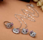 'Great Xmas Gift! '4 pcs crystal Fashion earrings&necklace&ring Hello Kitty jewelry set