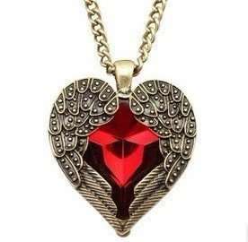 Vintage Style Bronze Red Heart necklace