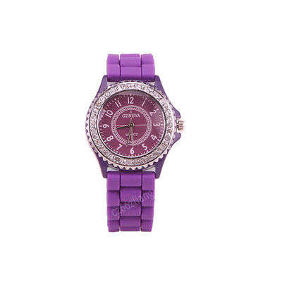 PURPLE GENEVA CRYSTAL WATCH