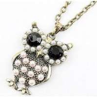 Bronze and Pink Retro Owl necklace