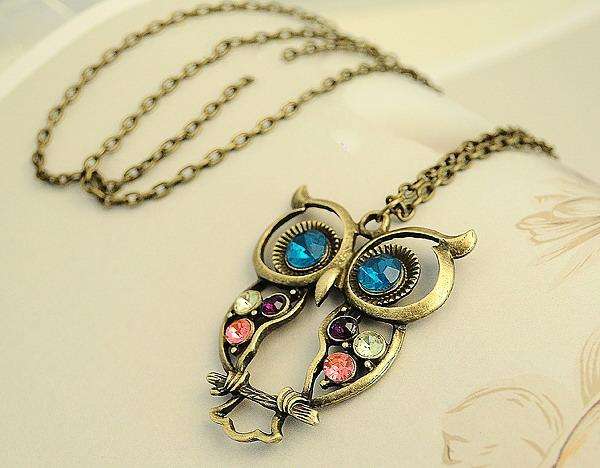 Bronze Owl Pendant Necklace