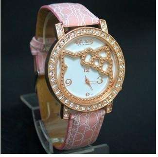 **discounted shipping***Pink Hello Kitty Crystal Watch Stainless Steel Back