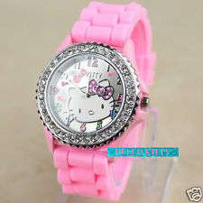 Pink Hello Kitty Silicon Band Crystal Watch