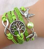 Infinity Green Dove Tree Bead Bracelet