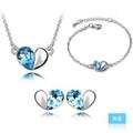 White Gold Plated Austrian Crystal Heart Jewelry Set