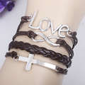 Christian Infinity Bracelets brown cross Love