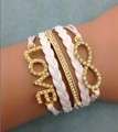 Infinity Bracelets Gold and White Love