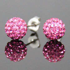 Stainless steel Pink Shamballa Studs