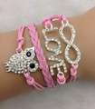 Pink Owl Love Infinity Bracelet