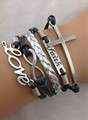 Silver and Grey faith Love Cross Infinity Bracelet