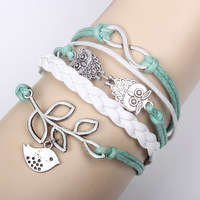 Infinity Bracelet Owl Luck Olive
