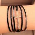 Bracelet Black and Glitter Cross