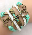 Infinity Bracelet Blue and white Double hearts