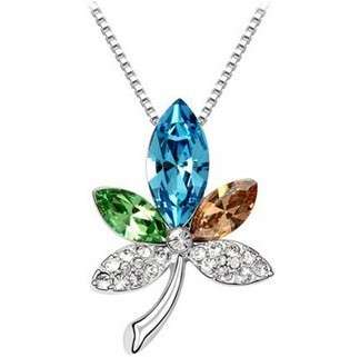 Austrian Crystal leaf Multicolour Necklace Gold Plated