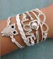 Infinity Bracelet White Glitter Owl Love