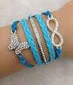 Infinity Bracelet Blue Glitter butterfly