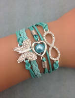Infinity Bracelet Glitter Blue Butterfly
