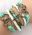 **dicunted shipping**Infinity Bracelet Blue and white Double hearts