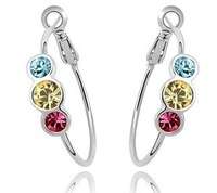 White GP 3cm hoop earrings with Crystals