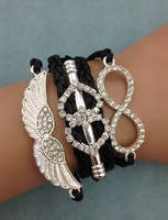 Infinity Bracelet glitter black wings